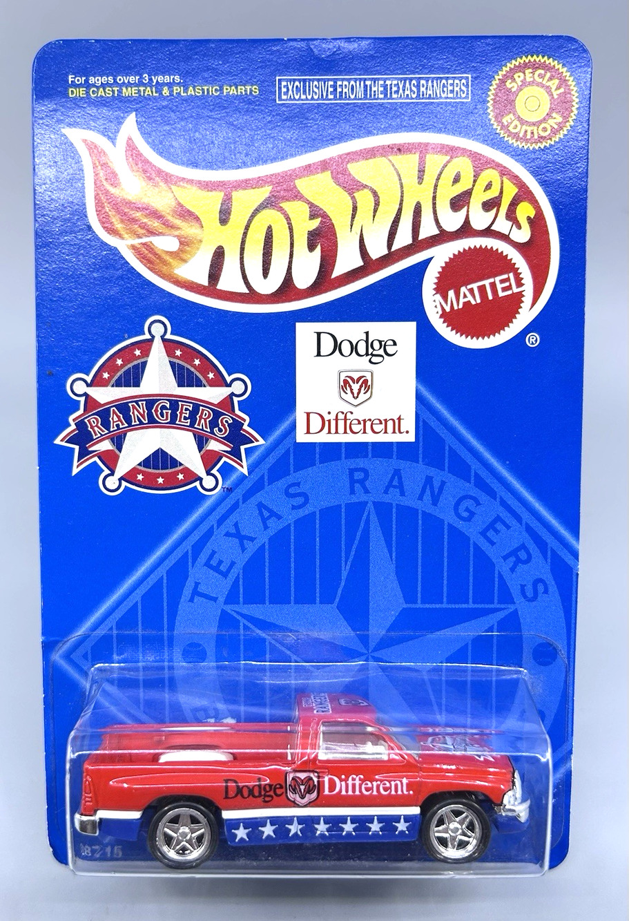 Hot Wheels DODGE Truck Texas Rangers 2000 Special Edition Red Blue Baseball 1:64